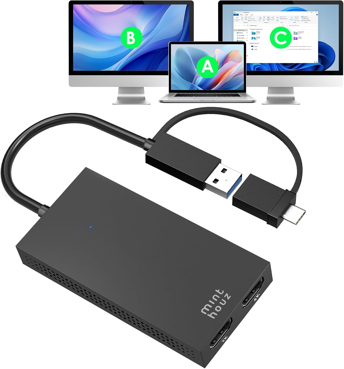HDMI Splitter for Dual Monitors - Universal Video Adapter