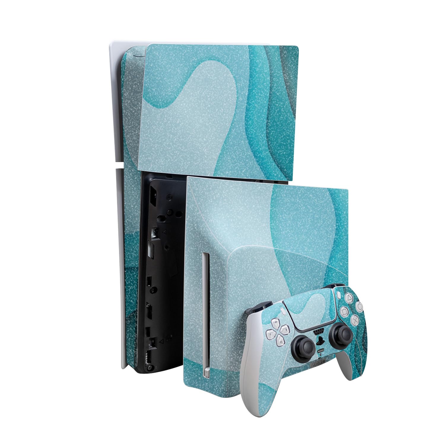 PS5 Slim Decal - Papercraft Cyan - Easy Apply