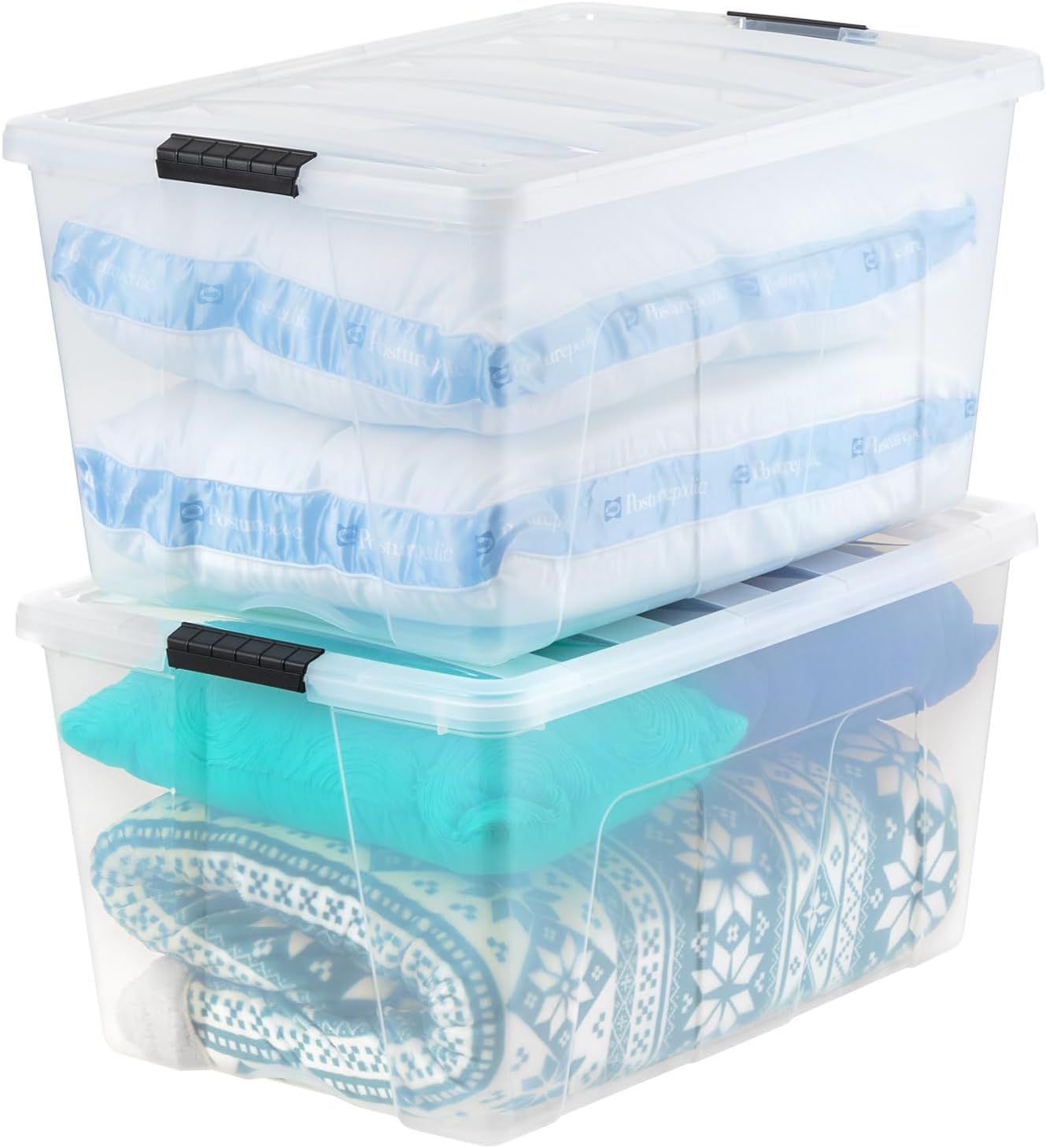 IRIS USA 94 Qt Stackable Plastic Storage Bins for Organizing