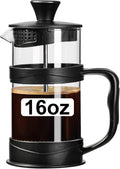 PARACITY French Press 16oz: Stainless Steel Filter, Heat Resistant Glass
