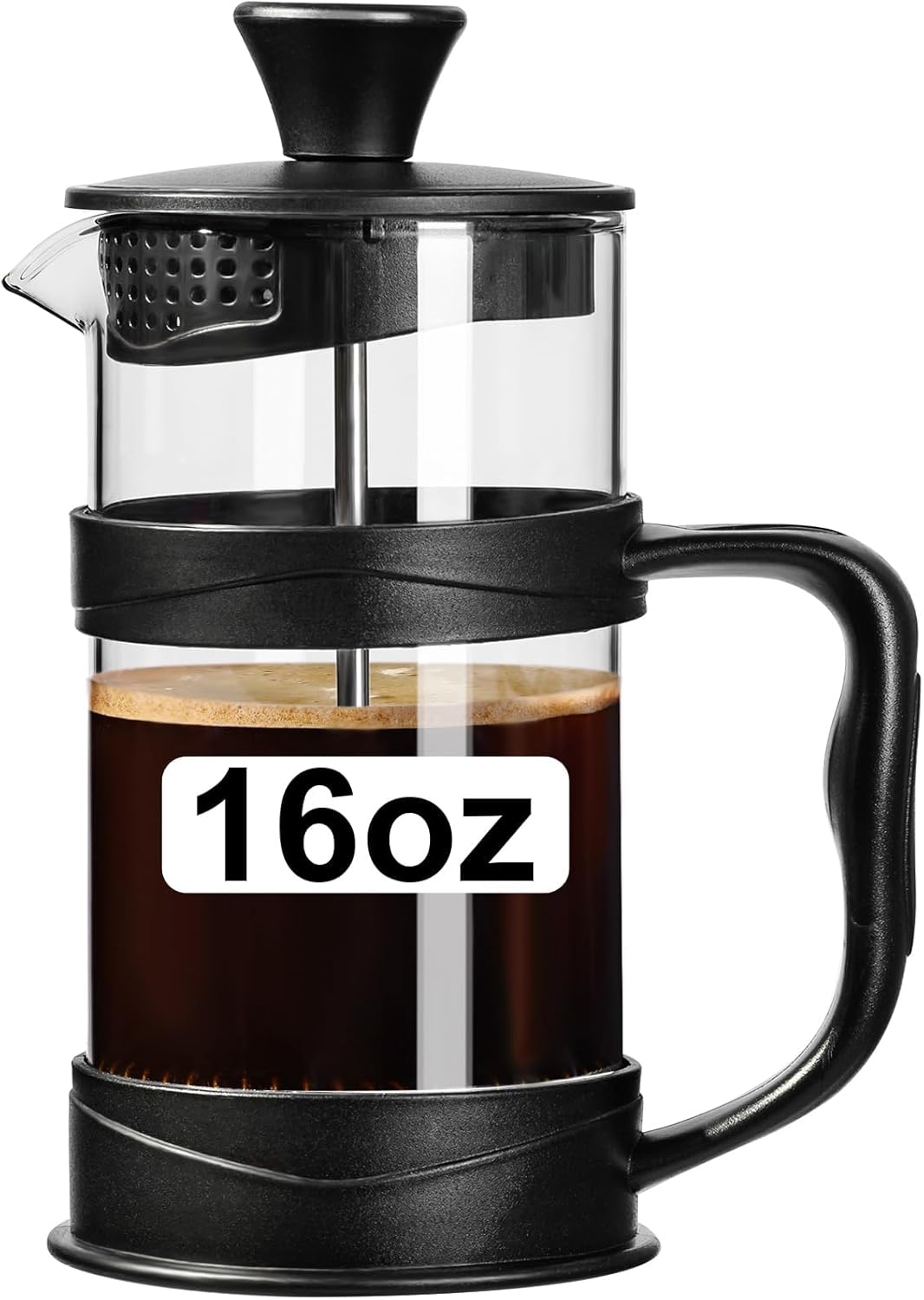 PARACITY French Press 16oz: Stainless Steel Filter, Heat Resistant Glass