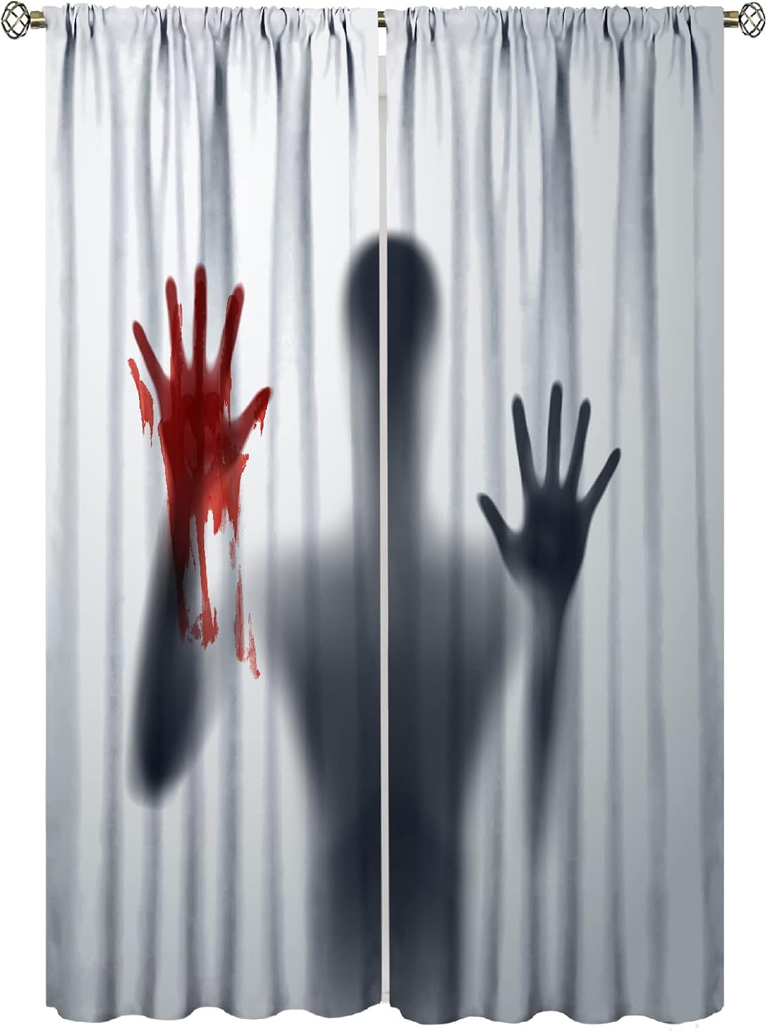 Creepy Bloody Hands Halloween Curtain - 42x63in