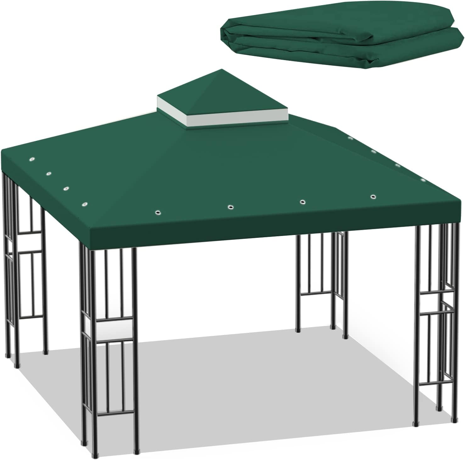 Double Tiered Green Gazebo Canopy - BBQ Shelter Upgrade