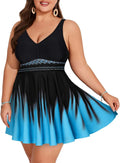 Plus Size Swim Dress Tankini Two Piece - Flattering Tummy Control suit