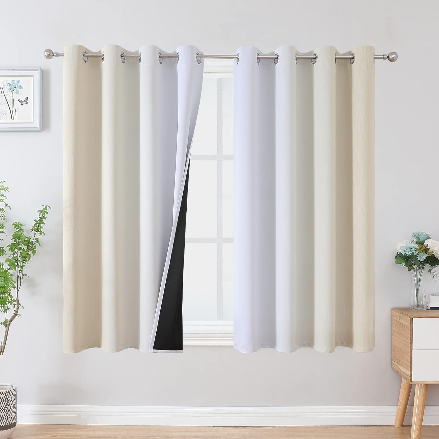 Ombre Blackout Curtains for Bedroom and Living Room, 52Wx54L