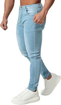 Men's Blue Slim Fit Ripped Stretch Jeans - Slim Skinny Denim