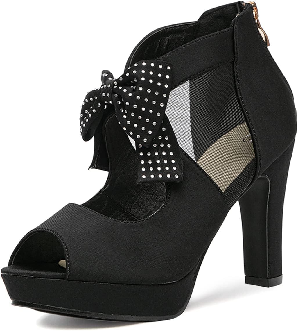 GATUXUS Open Toe Women Platform High Heel Shoes for Elegance