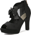 Open Toe Women Platform High Heel Sandals with Bow - Elegant Prom