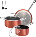 Pots and Pans Set Non Stick, 7 Piece Ceramic Cookware Set - Compact