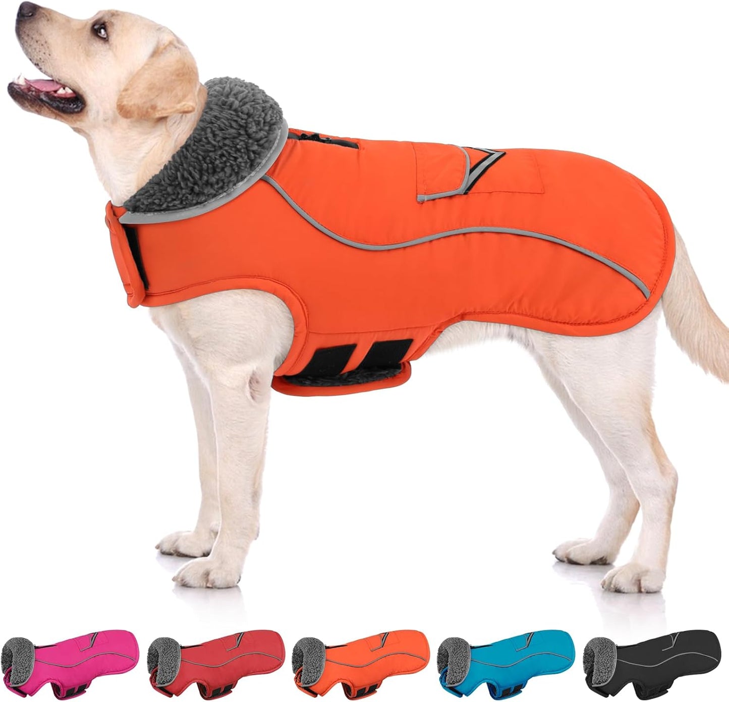 SUNFURA Dog Coat for Large Dogs - Reflective Winter Jacket