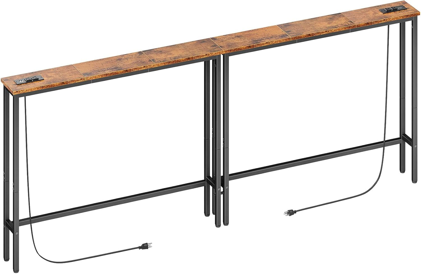 Narrow Console Sofa Table with Power Outlets for Living Room