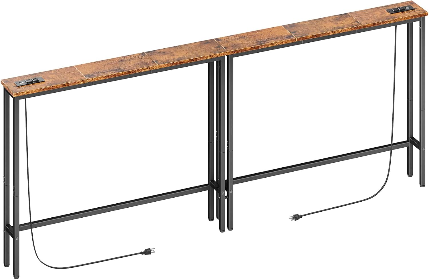 Narrow Console Sofa Table with Power Outlets for Living Room