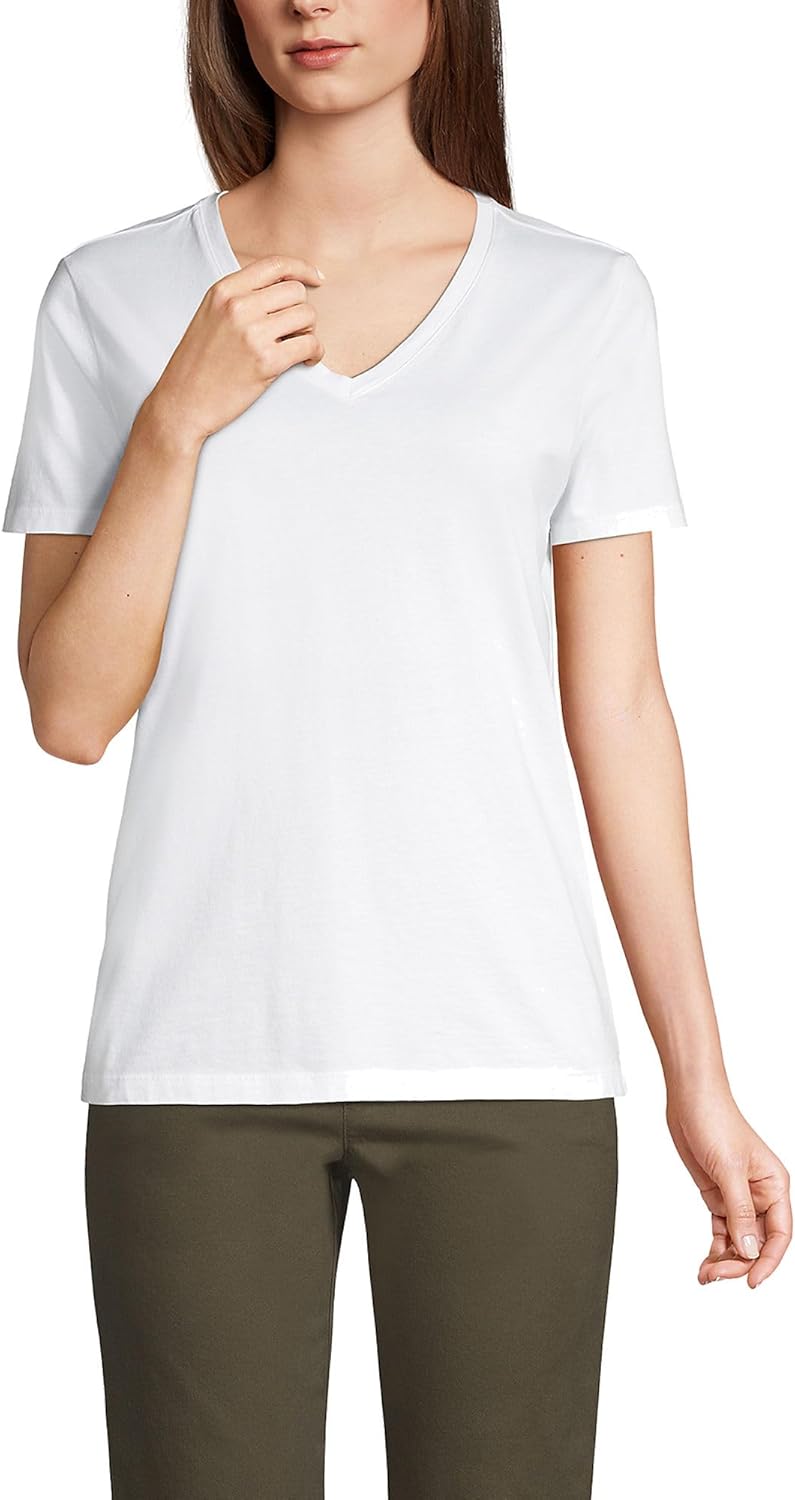 Relaxed Supima Cotton V-Neck T-Shirt for Women - Comfort & Style