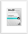 24x30 Picture Frame with Polished Plexiglass - Slim White Frame