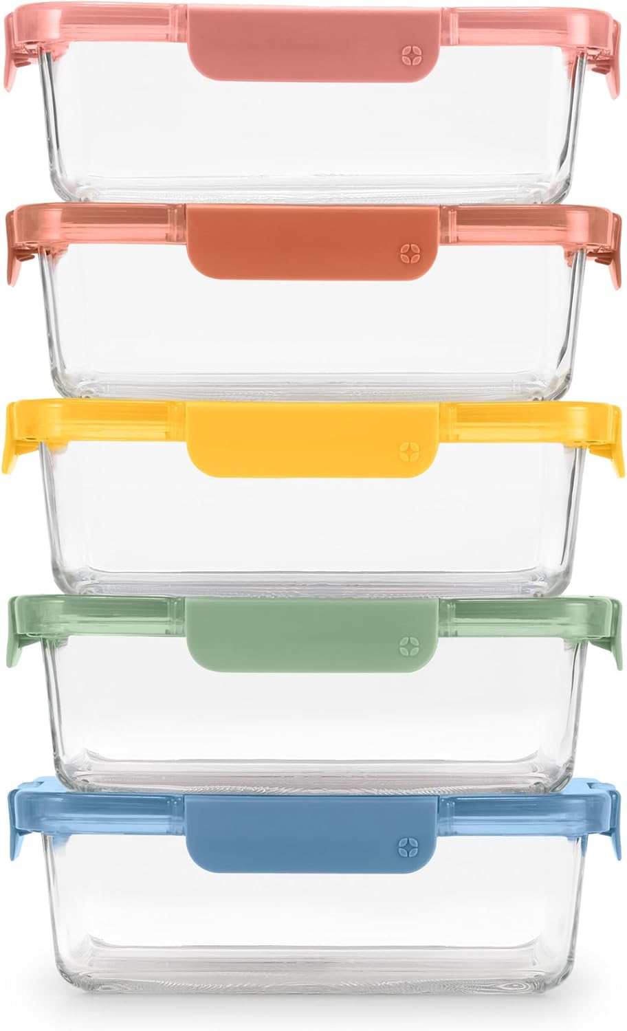 Ello Color Lock 5 Cup Glass Meal Prep Sets for Fresh Food