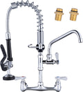 Commercial Kitchen Faucet Wall Mount Pre-Rinse Sprayer 21in Height