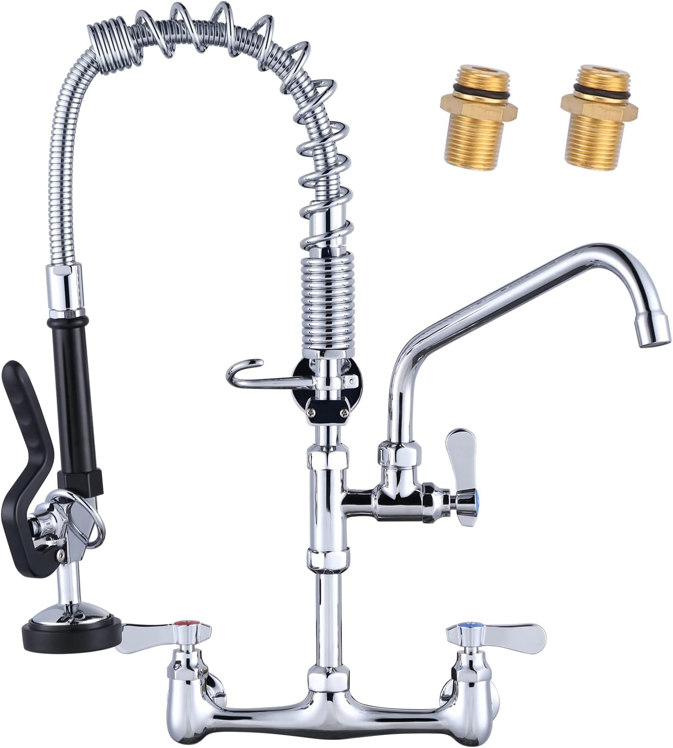 Commercial Kitchen Faucet Wall Mount with Pre-Rinse Sprayer
