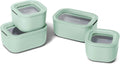 Mini Glass Food Storage Set 9pc - Ceramic-Coated Mist - Compact