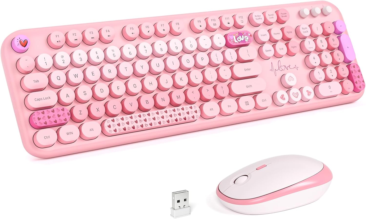 Retro Pink Rainbow Keyboard & Mouse Combo