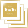 16x16 Picture Frame Gold - Matted 12x12 Gallery Frame