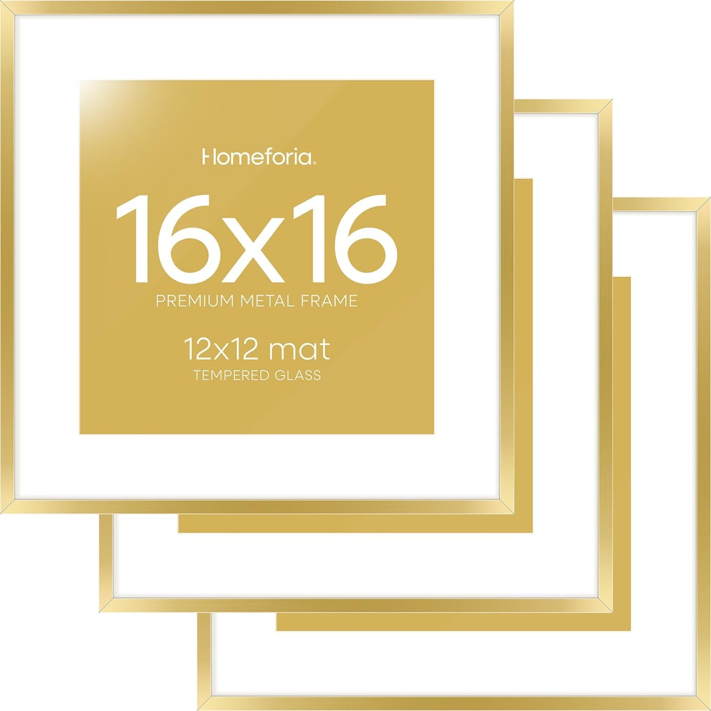 16x16 Picture Frame Gold by Homeforia - Elegant Metal Design