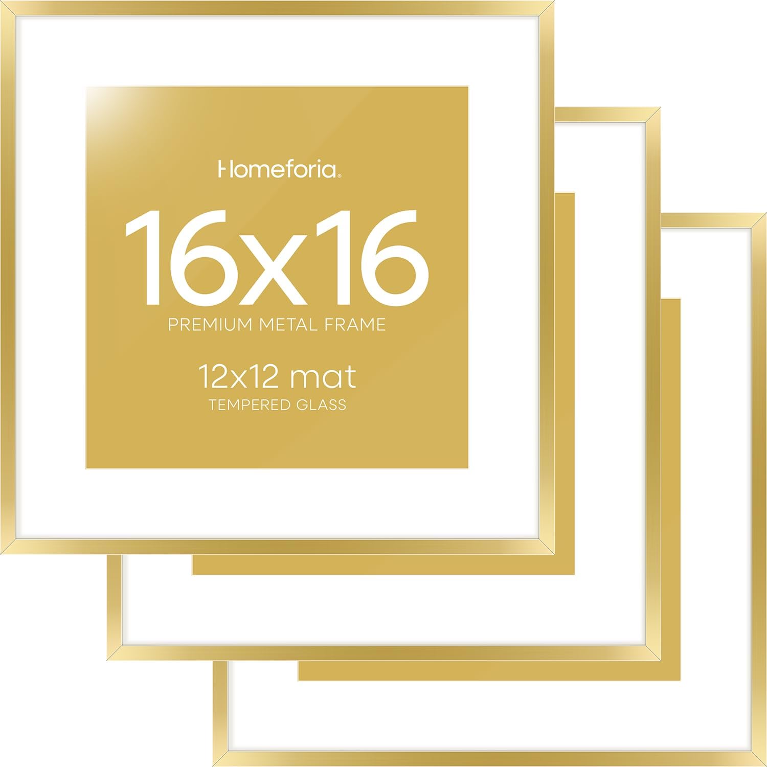 16x16 Picture Frame Gold by Homeforia - Elegant Metal Design