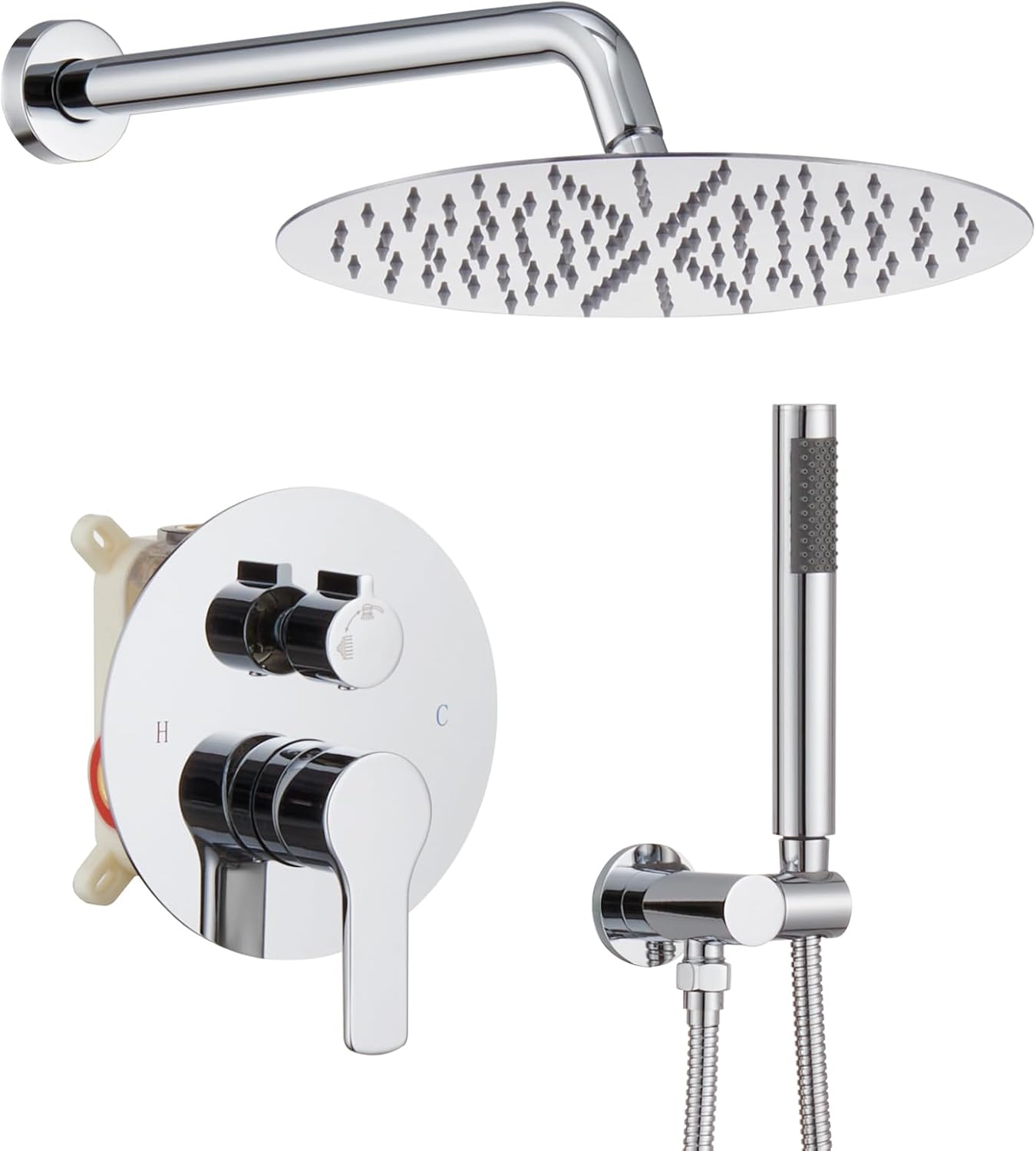Iriber Chrome Shower System with 12 Inch Rain Shower Head