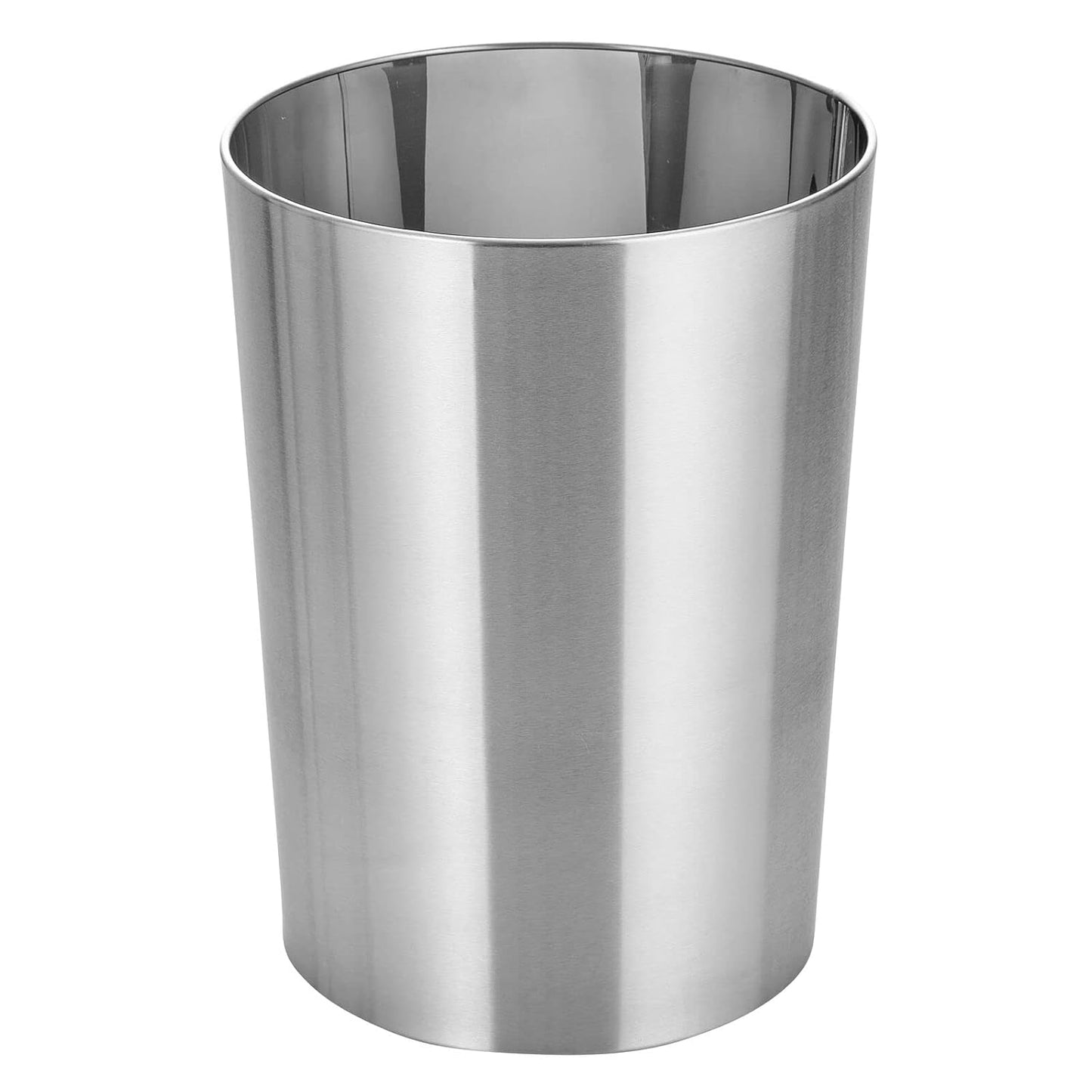 mDesign Stainless Steel Round Metal Trash Can for Home Use