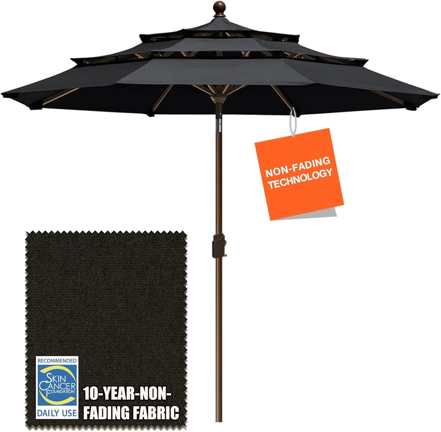 9Ft EliteShade Market Umbrella with 3 Tiers for Outdoor Use