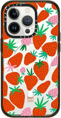 CASETiFY Impact iPhone 14 Pro Case - Strawberries Glossy Black