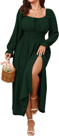 Women's Plus Size Smocked Square Neck Maxi Dress - Flattering Fit Made