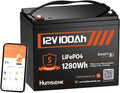 12V 100Ah LiFePO4 Lithium Battery Bluetooth - Lightweight Long-Life