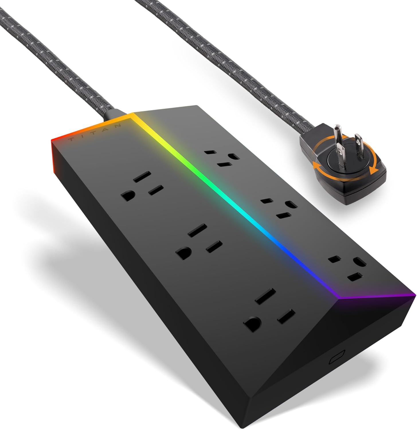 Titan 6-Outlet Surge Protector with LED Light Strip and Cord