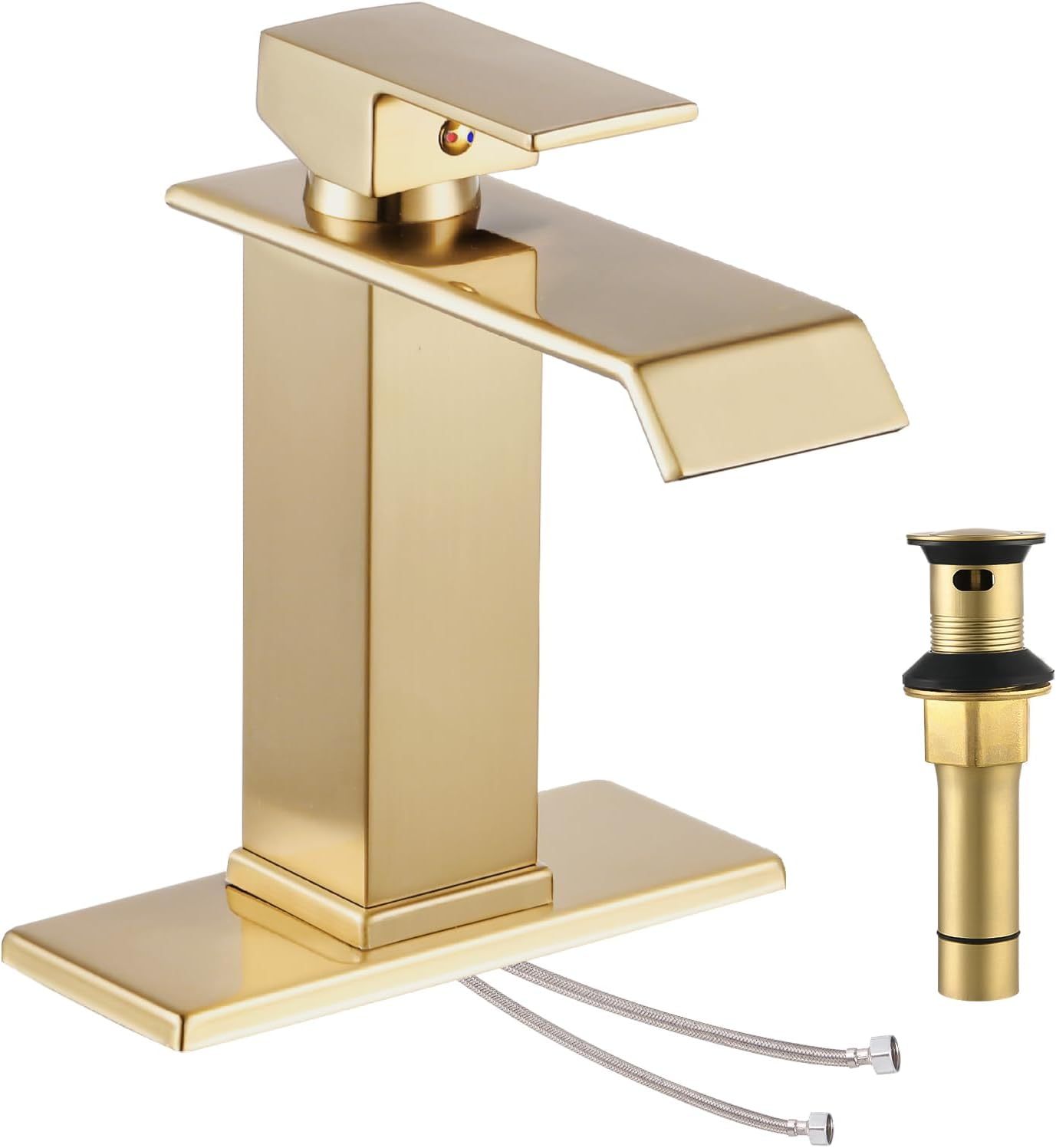 Gold Waterfall Bathroom Sink Faucet with Elegant Design and Features