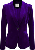 Allegra K Women's Velvet Shawl Collar Blazer - 1 Button Office Coat