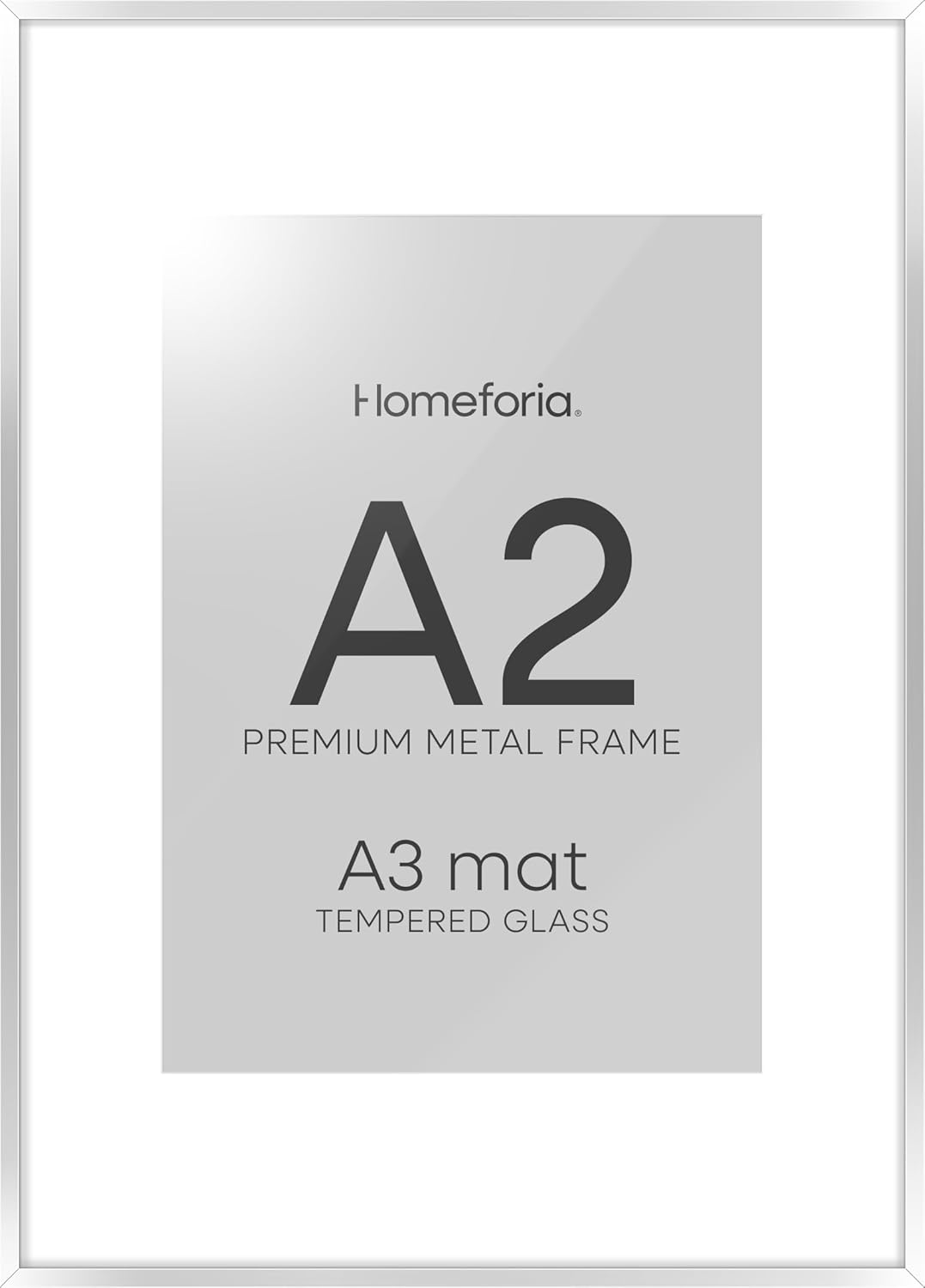 Homeforia A2 Poster Frame Silver with Mat for Stunning Displays