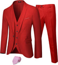 YND Men's Slim Fit 3 Piece Suit Set - Slim One-Button Suit with Vest