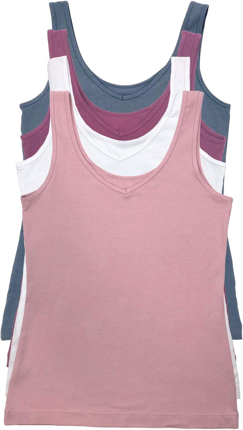 Felina Reversible Cotton Womens Tank Top 4-Pack for Versatile Style