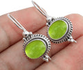 Solid 925 Sterling Silver Peridot Dangle Earrings - Hypoallergenic