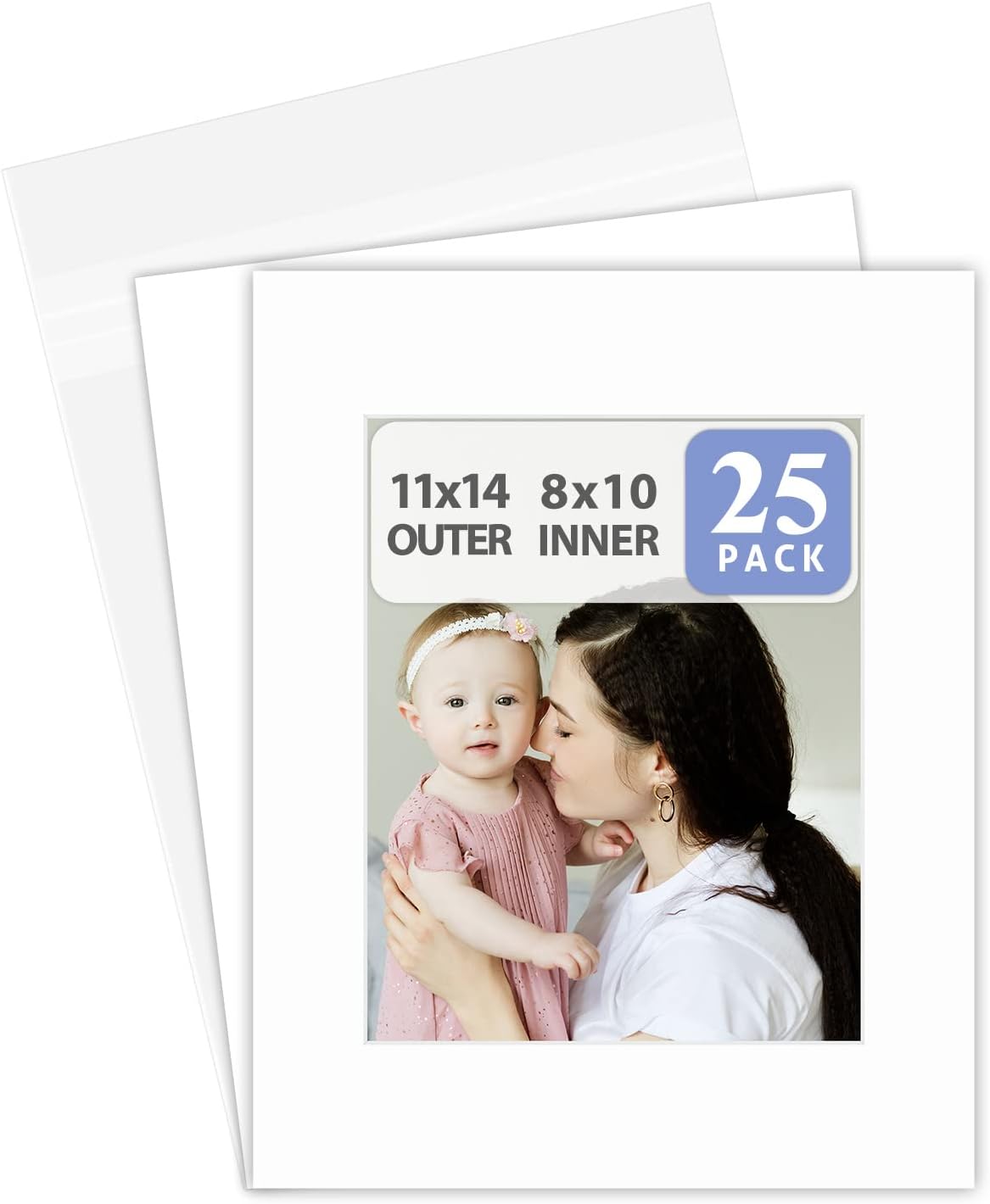 11x14 White Picture Mats Pack of 25 for 8x10 Photos