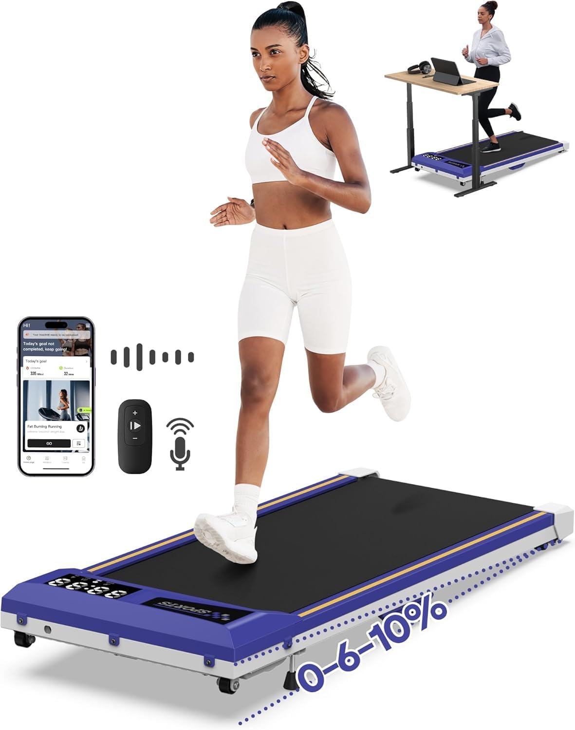 Compact WELLFIT Walking Pad w/ 10% Incline