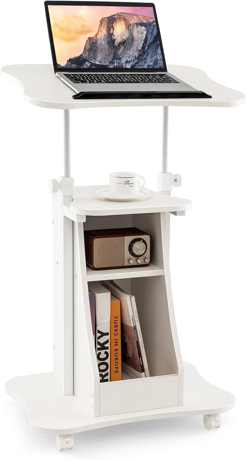 Tangkula Mobile Lectern Podium: Adjustable & Portable Design