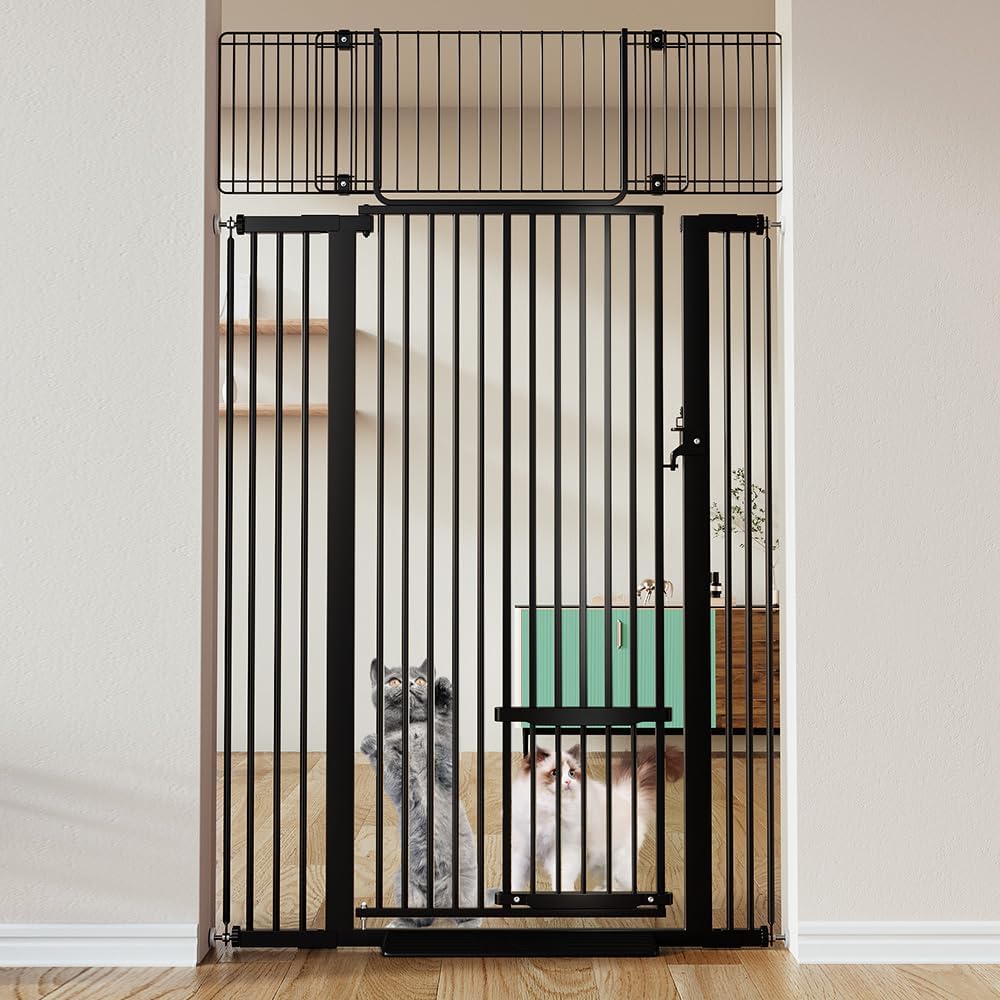 71 Extra Tall Pet Gate for Cats with Adjustable Cat Door