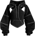 Pooyikoi Crop Hip Hop Hoodies Women Pullover - Cutout Backless Style