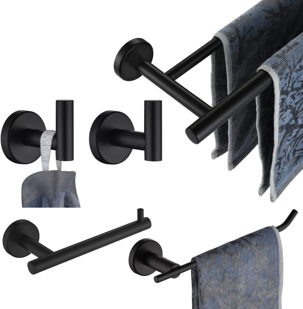 JQK Bathroom Hardware Set - 5-Piece Matte Black Accessories