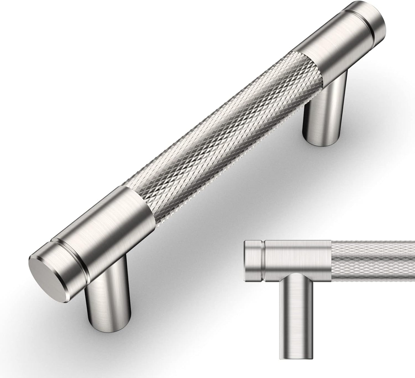 Amerdeco 10 Pack Brushed Satin Nickel Knurled Cabinet Pulls