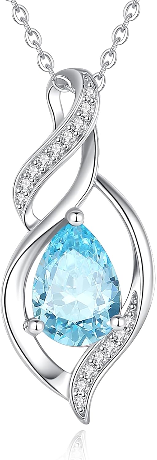 FANCIME Birthstone Necklace for Women Teardrop Jewelry Gift