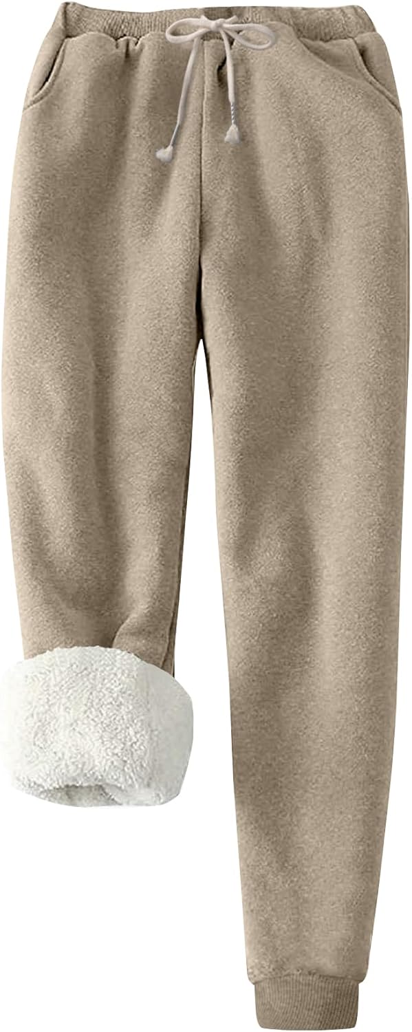 PEHMEA Women's Sherpa Lined Sweatpants for Winter Warmth