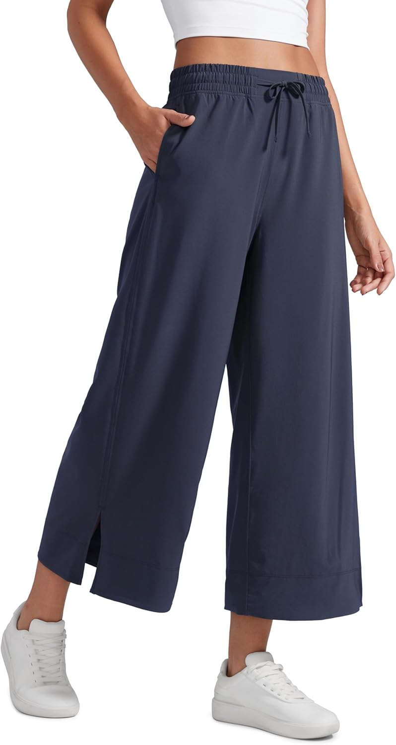 CRZ YOGA Lightweight Wide Leg Cropped Pants for Women