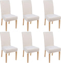 Cream Velvet Stretch Chair Covers Set of 6 - Soft Fit Slipcovers